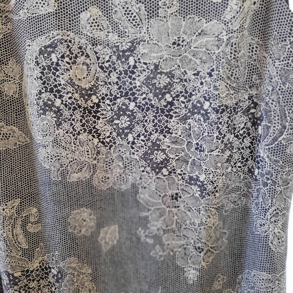 Virgo Petite 2 Piece Dress Set Womens 10 Grey Black Floral Lace Print Maxi - Picture 4 of 16